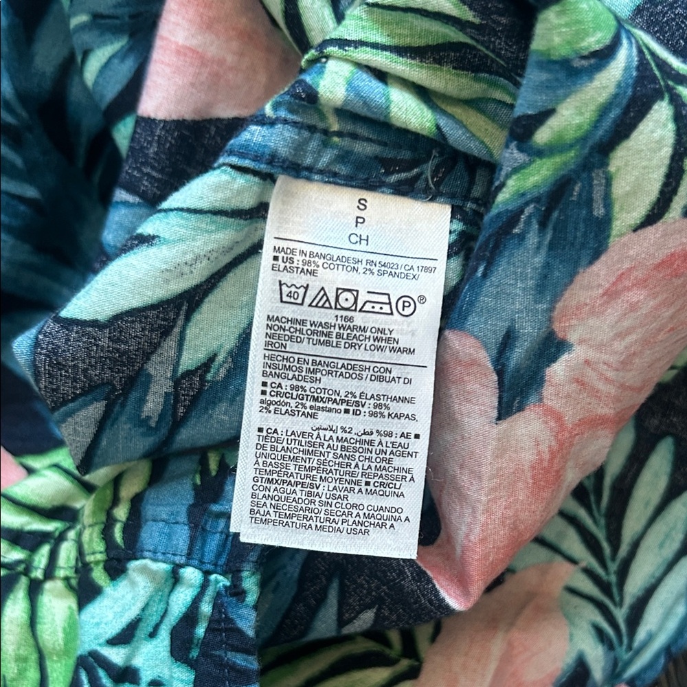 Old Navy Men’s Sz S Blu/Grn/Pnk Floral Button-Down - Picture 4 of 5